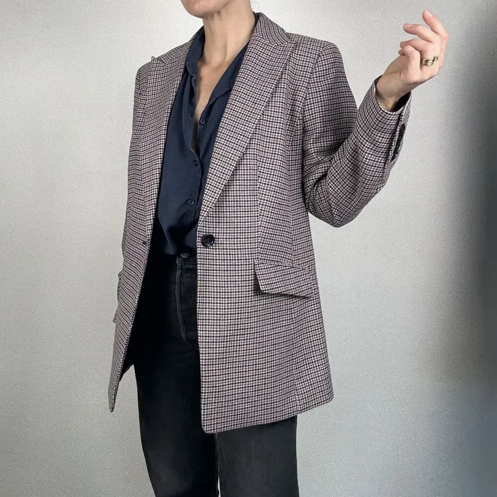 Talbots Oversized Boyfriend Blazer – Academia Preppy Style, Cotton Wool Jacket - Picture 2 of 15